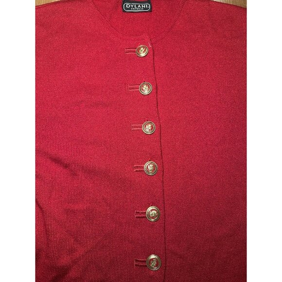 Dylani Red Cardigan Sweater Gold Buttons Medium - Picture 5 of 8